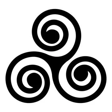 Black Celtic triskelion spirals over the white one. Triple helix with two, three Stock Illustration