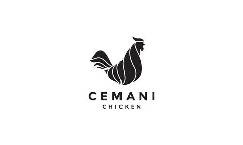 Black cemani rooster logo vector symbol icon design graphic illustration Illustrazione stock