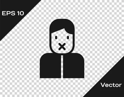 Black Censor and freedom of speech concept icon isolated on transparent 스톡 일러스트