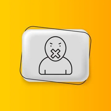 Black Censor and freedom of speech concept icon isolated on yellow backgrou.. 스톡 일러스트