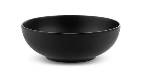 Black ceramic bowl isolated on white background Stock Photos
