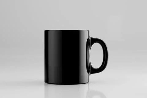 Black Ceramic Coffee Mug Mockup on White Background - 3D Illustration Render Stock Illustration