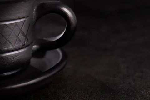 Black ceramic empty coffee cup Stock Photos