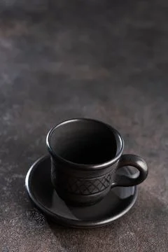 Black ceramic empty coffee cup Stock Photos