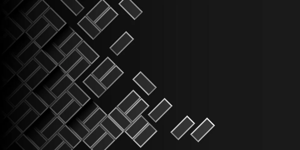 Black ceramic pattern texture. Dark tile wall background. Retro rectangle  Stockillustratie