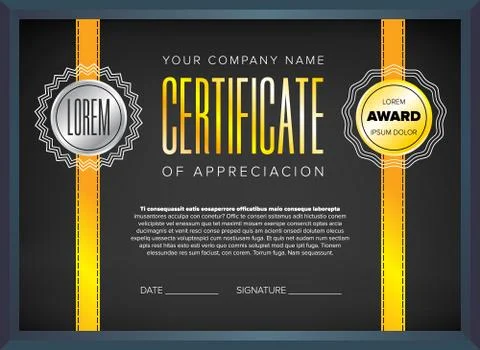 Black certificate design Stock Illustration