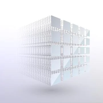 Black chain concept. Wireframe structure. Geometric structure from small pieces. Stock Illustration