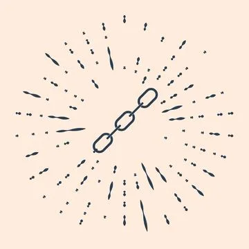 Black Chain link icon isolated on beige background. Link single. Abstract circle Stock Illustration