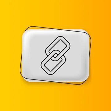 Black Chain link icon isolated on yellow background. Link single. Silver re.. Stock Illustration