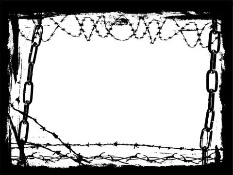 Black Chains and Barbed Wire Vector Grunge Border Illustrazione stock