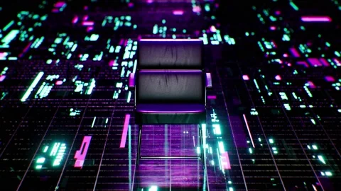 Black Chair on the Cyberspace Background Loop 4K Stock Footage 171836227