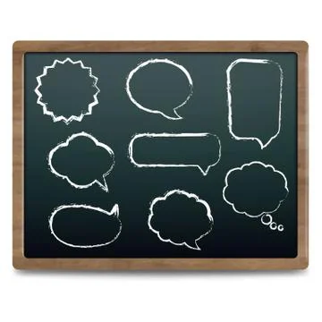 Black chalk board with speech bubble set Stock Illustration