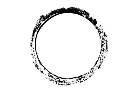 Black chalk hand drawing as circle shape on white  background (vector) Illustrazione stock