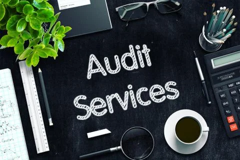 Black Chalkboard with Audit Services Concept. 3D Rendering Stock Illustration