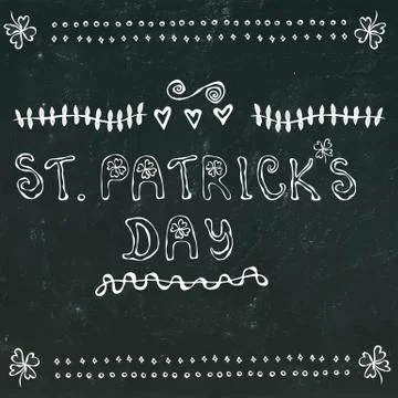 Black Chalkboard Background St. Patrick's Day Lettering Stock Illustration