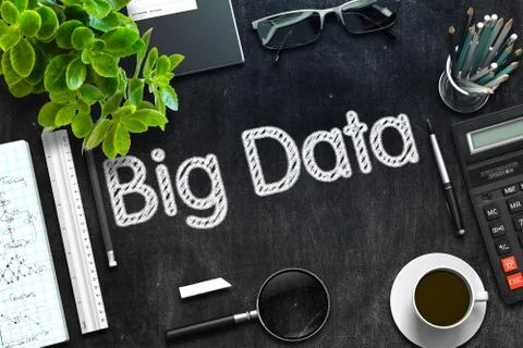 Black Chalkboard with Big Data Concept. 3D Rendering Stock Illustration
