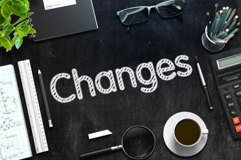 Black Chalkboard with Changes. 3D Rendering Stock Illustration