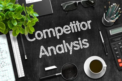 Black Chalkboard with Competitor Analysis. 3D Rendering Stock Illustration