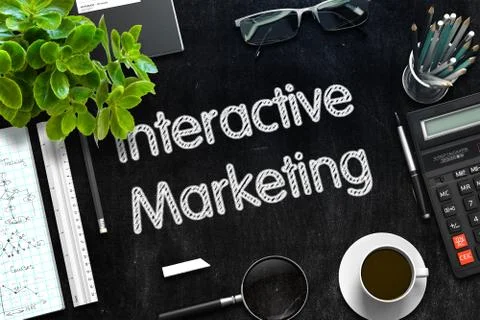 Black Chalkboard with Interactive Marketing. 3D Rendering Stock Illustration