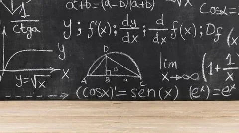 Black chalkboard with mathematical problems black chalkboard with mathemat... Foto stock