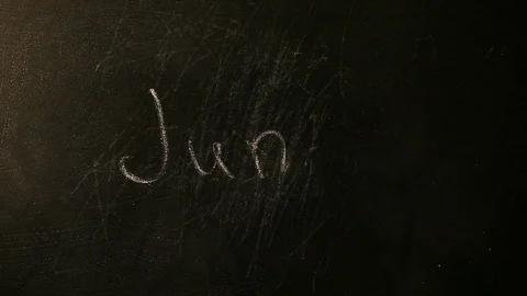 Black Chalkboard month Jun text Stock Footage 94384905