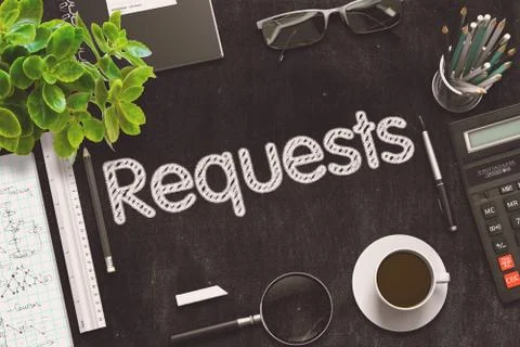 Black Chalkboard with Requests. 3D Rendering Stock Illustration