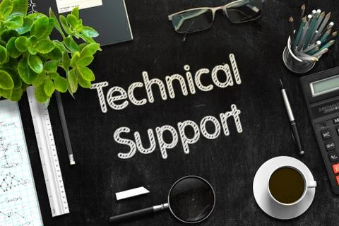 Black Chalkboard with Technical Support. 3D Rendering Stock Illustration