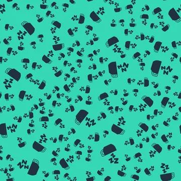 Black Chamomile tea icon isolated seamless pattern on green background. A useful Stock Illustration