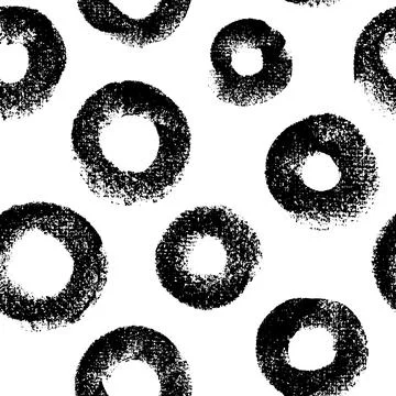 Black charcoal bold circle vector seamless pattern Illustrazione stock