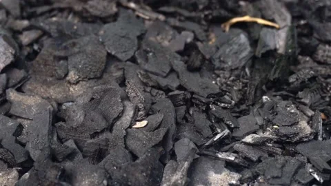 Black charcoal close-up. Background image Vídeo Stock 154152934