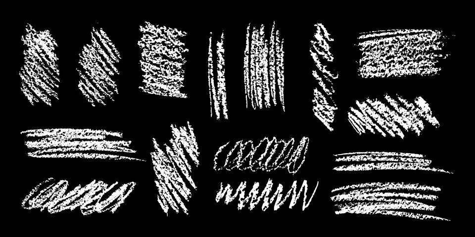 Black charcoal hatch patterns created through various techniques and styles Stock Illustration