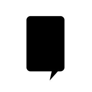 Black chat bubble icon is being displayed centered in flat design on plain white Stock Illustration