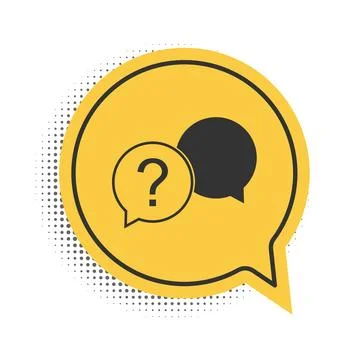 Black Chat question icon isolated on white background. Help speech bubble symbol Illustrazione stock