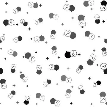 Black Chat question icon isolated seamless pattern on white background. Help 스톡 일러스트