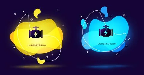 Black Check engine icon isolated on black background. Abstract banner with Stock Illustration