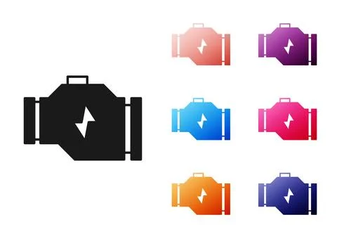 Black Check engine icon isolated on white background. Set icons colorful. Vector Stock Illustration