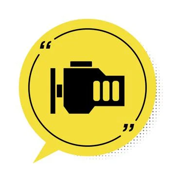 Black Check engine icon isolated on white background. Yellow speech bubble イラスト素材