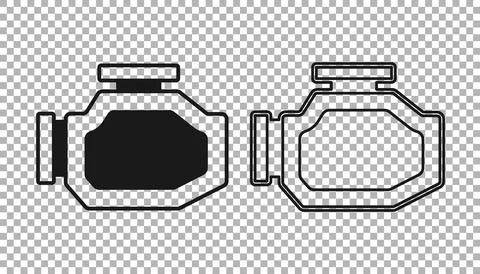 Black Check engine icon isolated on transparent background.  Vector Stock Illustration