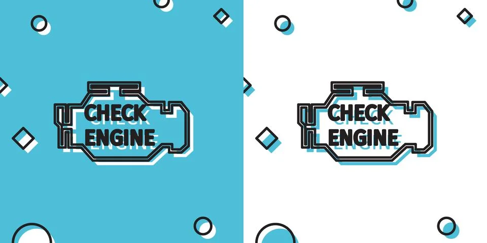 Black Check engine icon isolated on blue and white background. Random dynamic Stock Illustration