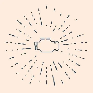 Black Check engine icon isolated on beige background. Abstract circle random Illustrazione stock