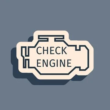 Black Check engine icon isolated on grey background. Long shadow style. Vector Illustrazione stock