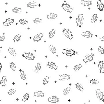 Black Check engine icon isolated seamless pattern on white background. Vector Illustrazione stock