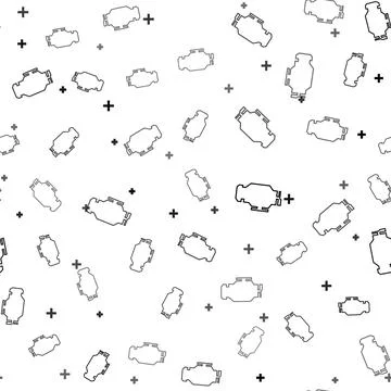 Black Check engine icon isolated seamless pattern on white background. Vector 스톡 일러스트