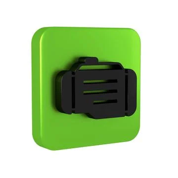 Black Check engine icon isolated on transparent background. Green square bu.. Stock Illustration