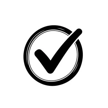 Black Check Mark Icon in Circle - Approved, Success, Yes Symbol Stock-Illustration