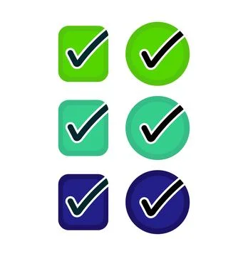 Black check mark icon set in circle and square with white background Stock-Illustration