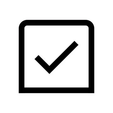 Black check mark icon in a square box for web interface design Stock Illustration