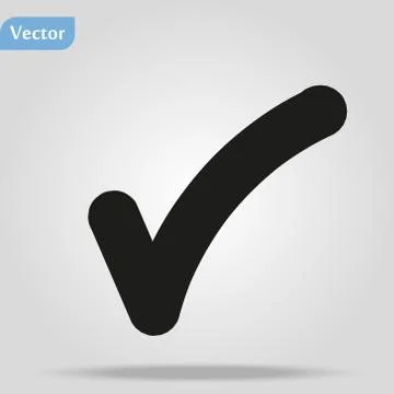 Black check mark icon. Tick symbol in black color, vector illustration. Stock Illustration