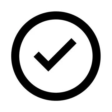 Black check mark inside a circle isolated on transparent background Stock Illustration
