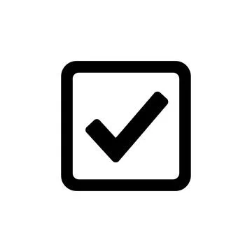 Black check mark inside a square outline on a white background 스톡 일러스트